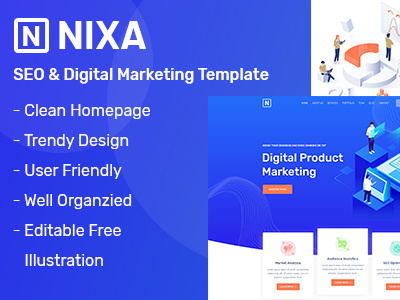 NIXA - SEO & Digital Marketing PSD Template seo agency seo company seo services webdesign