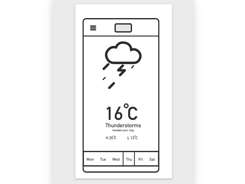 Weather - Interaction (Daily Interaction #5) 2d animation animated gif clouds daily dribbble best shot interaction invision studio minimal prototype ui ux weather