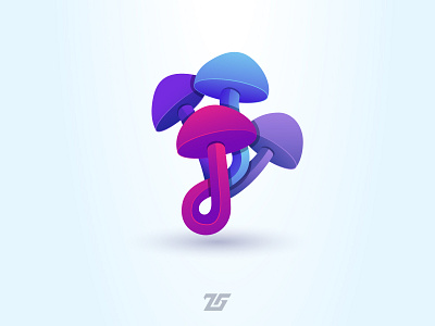 Mushroom 3d adobe illustrator amazing logo art awesome logo brand branding business logo creative design fantasy gradient gradient logo graphic design illustration logo logos modern logo mushroom plant