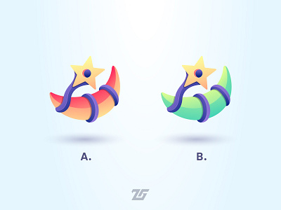 A or B? 3d amazing logo art awesome logo beautiful brand branding business logo colorful creative design fantasy gradient gradient logo illustration light logo logos modern logo moon