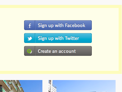 Sign up account blue css facebook gray grey sign up twitter yellow