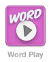 Word play app icon app icon pink word