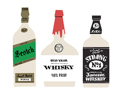Whiskey! bottles illustration lettering scotch whiskey