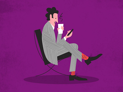 Barcelona Chair Guy argyle barcelona chair coffee mies pinstripes sitting smartphone socks suit
