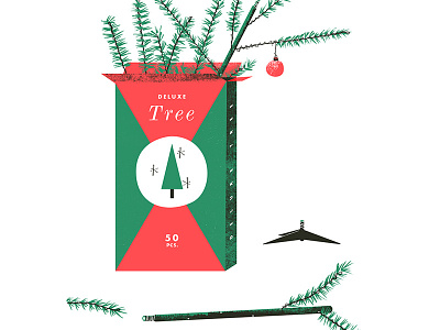 Deluxe Tree artificial bulb christmas disassembly illustration packaging texture tree vintage xmas