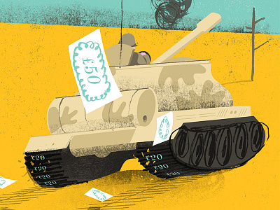 War Drives the Economy illustration pounds stirling tank texture