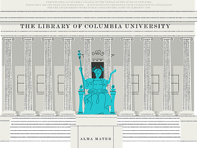 The Low Library alma city columbia columns illustration mater monotype modern new york nyc statue university