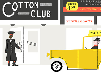 Jazz Club car cotton club doorman driver illustration old timey taxi