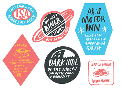 Even more bumper stickers badges intergalactic moon saturn space travel