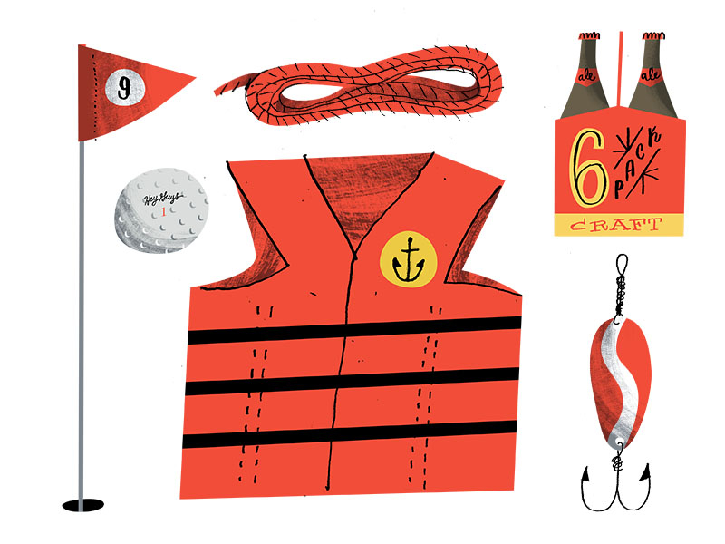 I Spy Red ball beer craft flag golf illustration life lure red rope summer vest