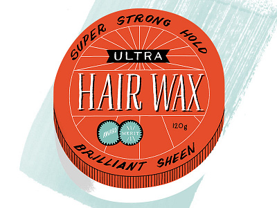 Hair Wax brilliant hand lettering hold illustration lettering medallion orange packaging sheen strong
