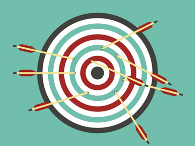 Frame from an upcoming animation archery arrows circles concentric target