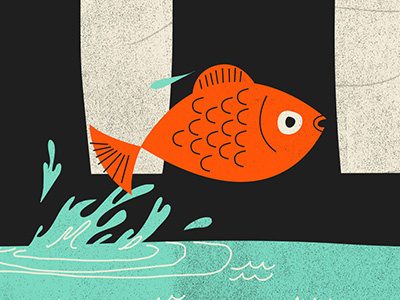 Fish animation fish grain illustration splash texture vintage water