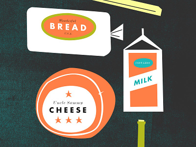 Bread Cheese Milk dairy food futura monotype modern