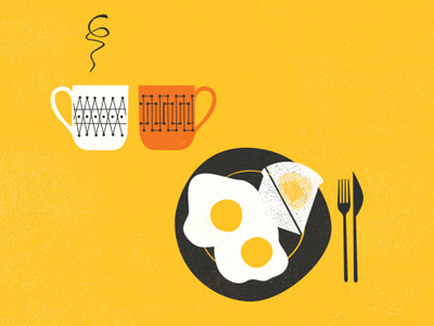 Breakfast Mugs coffee eggs mugs pattern plate steam toast