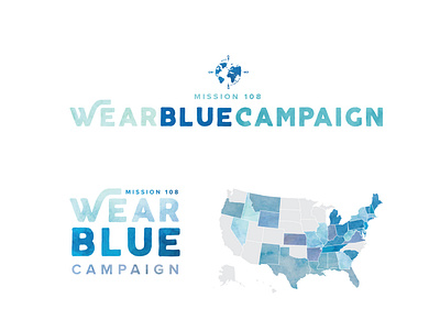 Wear Blue Campaign bluelogo branding campaignbranding fundraiser logo nonprofit sextrafficking simplelogo watercolor watercolorlogo wordmark