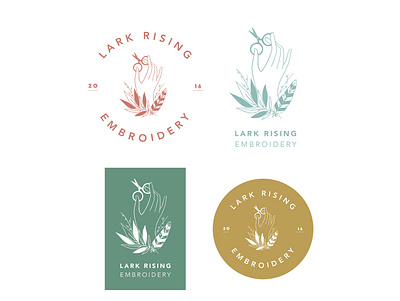 Lark Rising Embroidery badge logo branding circlelogo design embroidery etsyshop handmade illustration logo modern modern design moderntype smallbusinesslogo