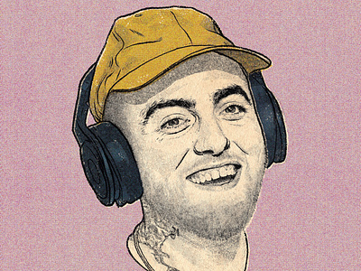 Easy Mac beat tones canada digital drawing digital portrait graphic hip hop illustration mac miller ontario ottawa portrait procreate rap true grit texture supply