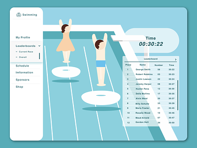 Daily UI 019 - Leaderboard daily 100 challenge daily ui dailyui dailyui019 design designui illustraion illustration leaderboard swimming swimming pool swimmingpool ui