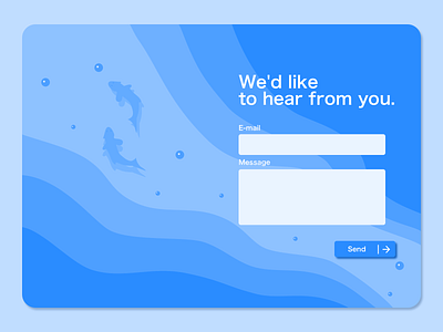 Daily UI 028 - Contact Us bubble contact contact us daily 100 challenge daily ui dailyui dailyui028 design designui fish fishes pool wave