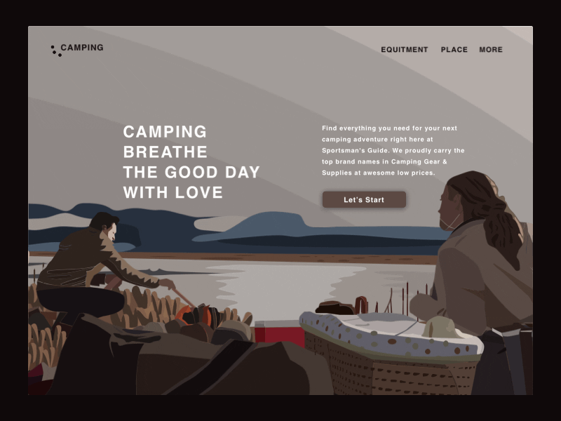 Daily ui 003 - Landing pages animation camping concept daily 100 challenge illustraion landing page landscape parallax principal