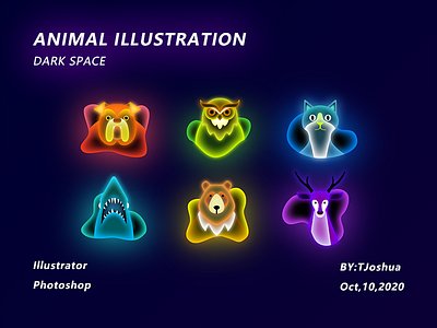 animal dark space icon illustration