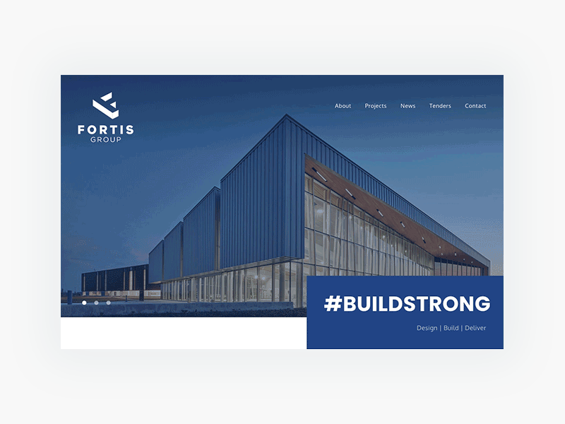 Fortis Group Website animation blue clean company website construction company design flat minimal motion design simple ui web web design