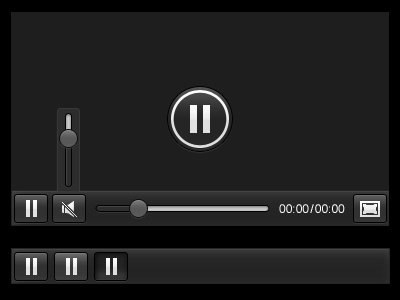 Black Video Player button icon media pause play player ui video videoplayer volume