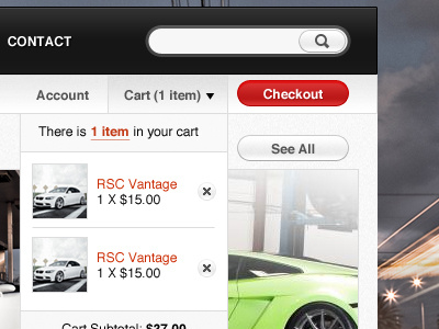 Cart Checkout Dropdown account bmw button cars cart check out checkout contact lamborghini magento red search shopping cart