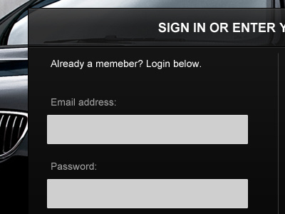 Login (zoomed in) login password sign in