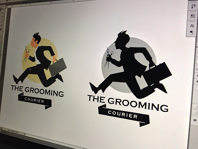Mobile Grooming Service Logo barber barber shop courier grooming hair logo suite