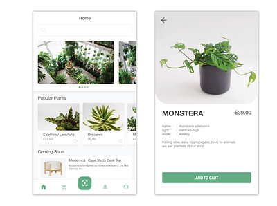 Plant Shop App app clean design mobile plant shop simple ui ux