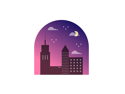 Cityscape buildings city color gradient illustration night skyline vector