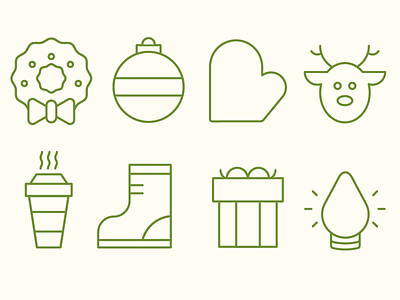 Christmas Icon Set` christmas holiday icons reign deer winter wreath