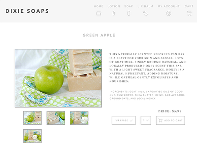 Dixie Soaps Product Page Concept builtbyluke product ps ui website
