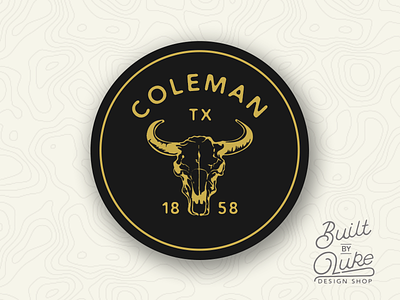 Coleman Texas Sticker builtbyluke coleman cow gold illustration retro skull south sticker texas vintage yellow