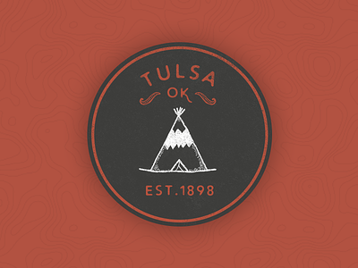 Tulsa Oklahoma Sticker black and red builtbyluke dark design hand drawn illustration luke holloway red sticker teepee