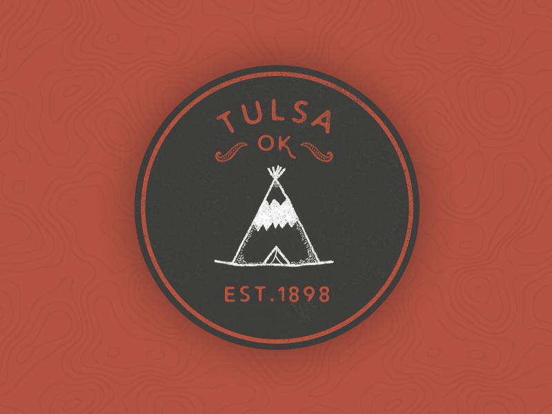 Tulsa Oklahoma Sticker luke holloway builtbyluke design hand drawn teepee black and red dark red illustration sticker