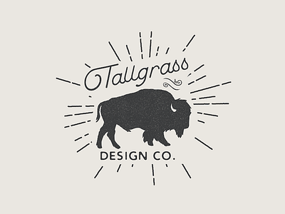 Tallgrass Design Co Logo bison black and white buffalo builtbyluke design illustration speckled stipple texture vintage