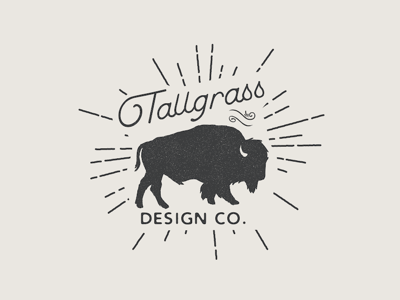Tallgrass Design Co Logo black and white stipple speckled vintage texture bison buffalo illustration design builtbyluke