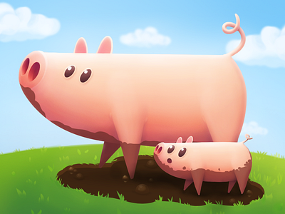 Illustration : Pig Family