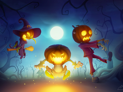 Halloween Character Design character characterdesign freelancer game game art graphicdesign graphicsdesign halloween illustration jackolantern photoshop spooky witch yaato zombie
