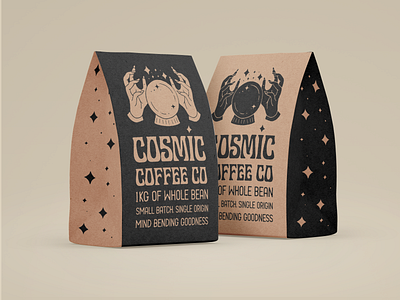 Cosmic Coffee Co astrological badge branding coffee coffee bean coffee brand coffee roaster cosmic logo organic packaging print produce vintage