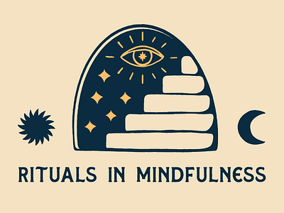 Rituals In Mindfulness astrology badge brand identity branding graphic design hand drawn illustration logo meditation mindfulness print procreate typography vintage