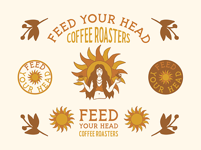 Feed Your Head Coffee Branding badge brand identity branding coffee coffee bean coffee branding coffee logo coffee roasters coffeeshop graphic design illustration logo vintage