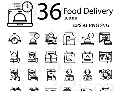 36 Food Delivery Icons app design icon illustration vector