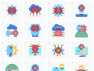 Artificial intelligence Icon Set animation art design flat icon illustration illustrator vector web website