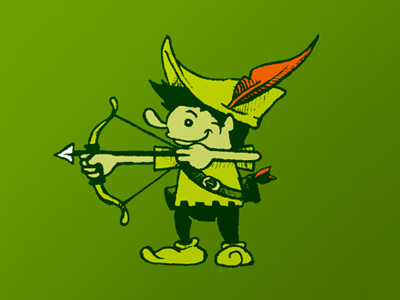 Little Robin Hood arrow bow cartoon comic green illustration robin robin hood