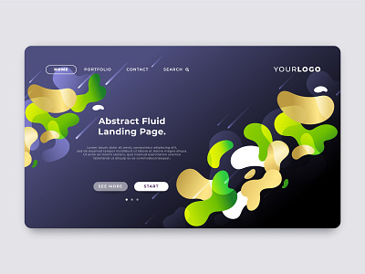 Abstract fluid landing page template, web page design.