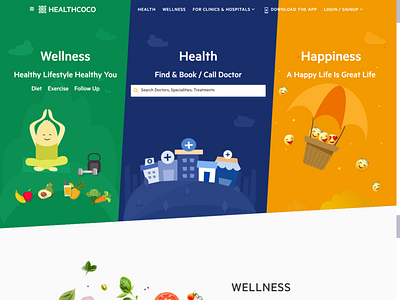 Live Well Healthy Happy Healthcoco design ui web
